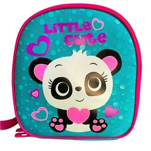 Little Cute Panda Lunch Bag Kids Pink Teal